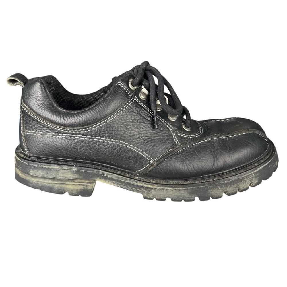 Vintage Buckle Men’s Next Step Chunky Lug Sole Black Leather Oxfords Size US 10